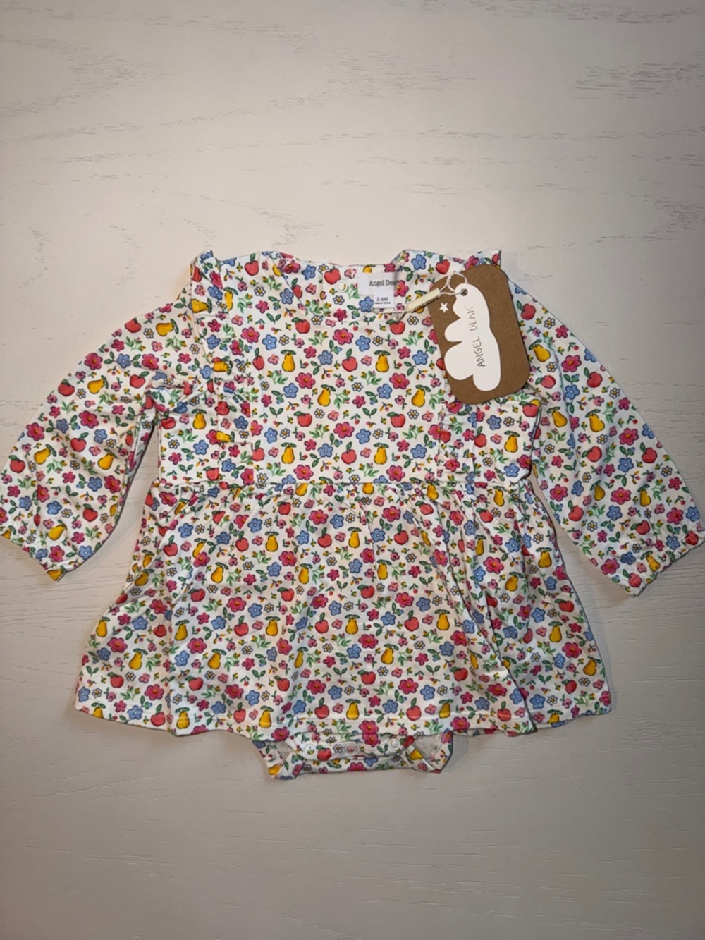 Angel Dear Floral Fruit Baby Dress Onesie Bubble 3-6 6-12 12-18 18-24